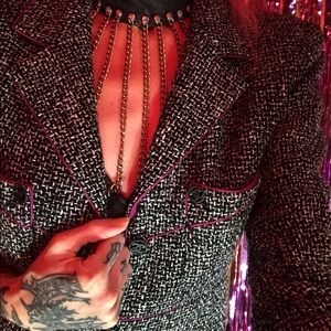 CHANEL rare 03A 40 purple black tweed wool jacket